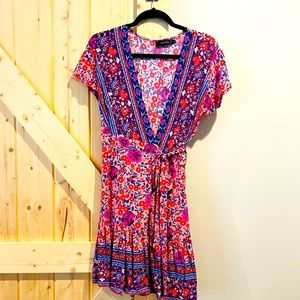 Sun floral wrap dress